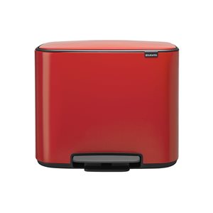 "Bo" trash bin with pedal, stainless steel, 36 L, <<Passion Red>> - Brabantia