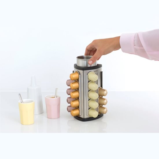 Kaffekapsel dispenser, med aftagelig beholder, rustfrit stål, 12 x 12 x 19,5 cm - Brabantia