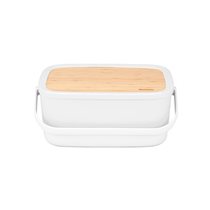 Bread box with bamboo lid, 25.5 x 39.5 cm, Light Gray - Brabantia
