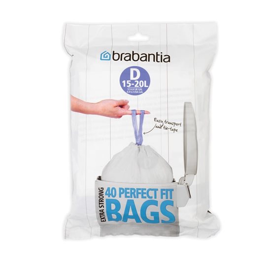 Çöp torbaları, D kodu, 15-20 L, 40 adet. - Brabantia