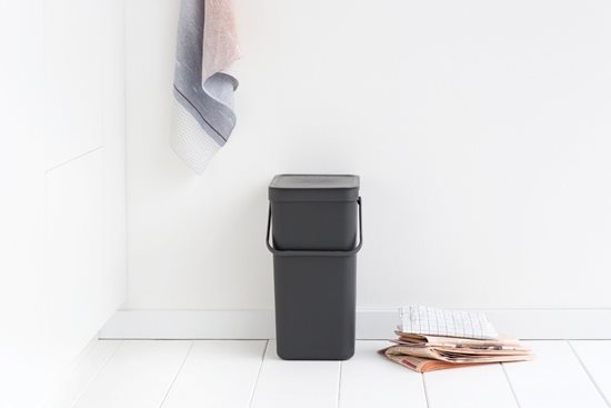 "Sort & Go" çöp kutusu, plastik, 16 L, Gri - Brabantia