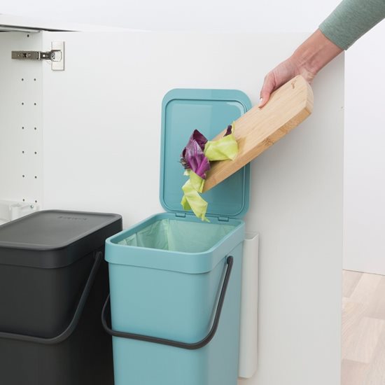 „Sort & Go“ įmontuota šiukšlių dėžė, plastikinė, 2 x 12 l, „Mint / Grey“ - Brabantia