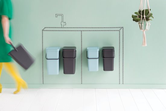 "Sort & Go" built-in trash bin, plastic, 2 x 12 L, "Mint / Gray" - Brabantia