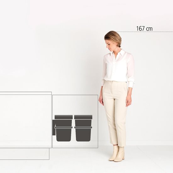 „Sort & Go“ įmontuojama šiukšlių dėžė, plastikinė, 2 x 16 l, „Mint / Grey“ - Brabantia