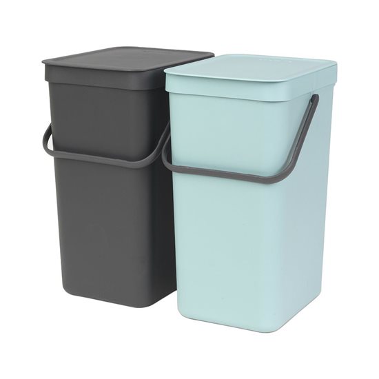 "Сорт & Го" уградна корпа за смеће, пластика, 2 к 16 Л, "Минт / Греи" - Брабантиа