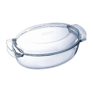 Oval dish with lid, made of heat-resistant glass, "Essentials", 4.4 l + 1.4 L - Pyrex