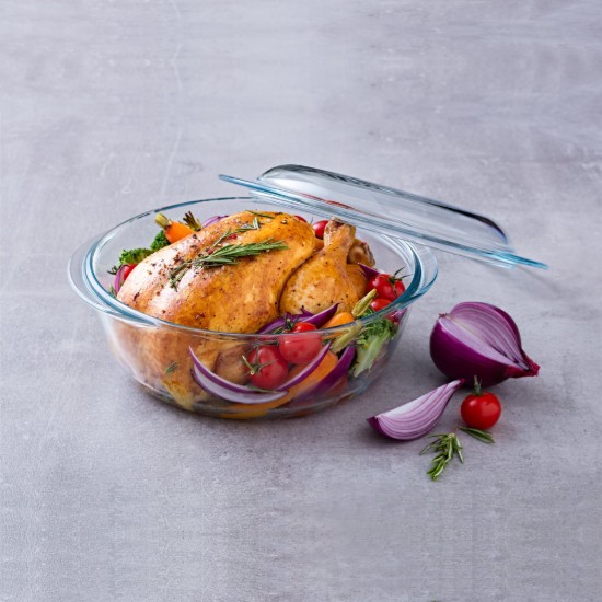 Ronde schaal met deksel, gemaakt van hittebestendig glas, 1 L + 0,4 L, "Classic" - Pyrex