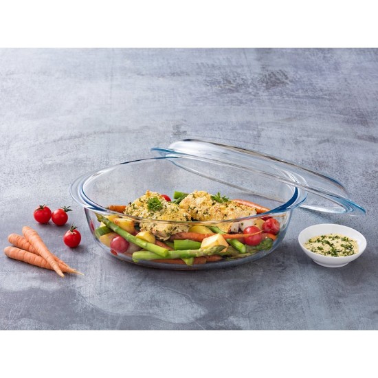 Oval dish with lid, made of heat-resistant glass, 3.1 L + 1 L, "Slow Cook" - Pyrex