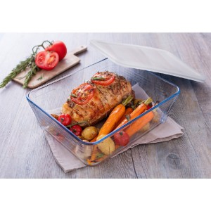 Caserola dreptunghiulara cu capac plastic, din sticla termorezistenta "Cook & Freeze", 1,5 L - Pyrex