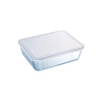 Rectangular food container, with plastic lid, made of "Cook & Freeze" heat-resistant glass, 2.6 L - Pyrex