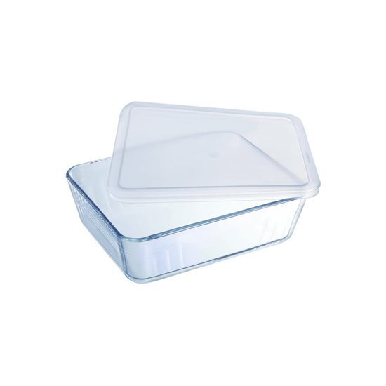 Obdĺžniková nádoba na potraviny, vyrobená zo skla, s plastovým vekom, tepelne odolná, 4 l, "Cook & Freeze" - Pyrex