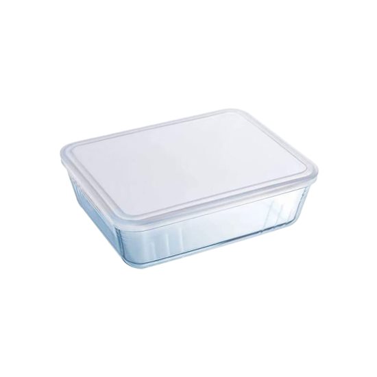 2 taisnstūrveida pārtikas trauku komplekts, ar vākiem, izgatavots no "Cook & Freeze" karstumizturīga stikla, 1,5L / 2,6L - Pyrex