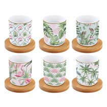 Set of 6 cups with saucers, 70 ml, porcelain, "Wild Tropical" - Nuova R2S