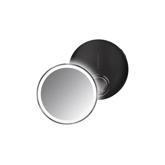 Pocket makeup mirror, with sensor, 10.4 cm, Black - simplehuman