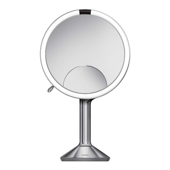 Scáthán makeup le braiteoir, 23 cm, Brushed Stainless Steel - simplehuman