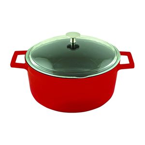 Saucepan, cast iron, 28 cm, "Glaze" range, red - LAVA brand