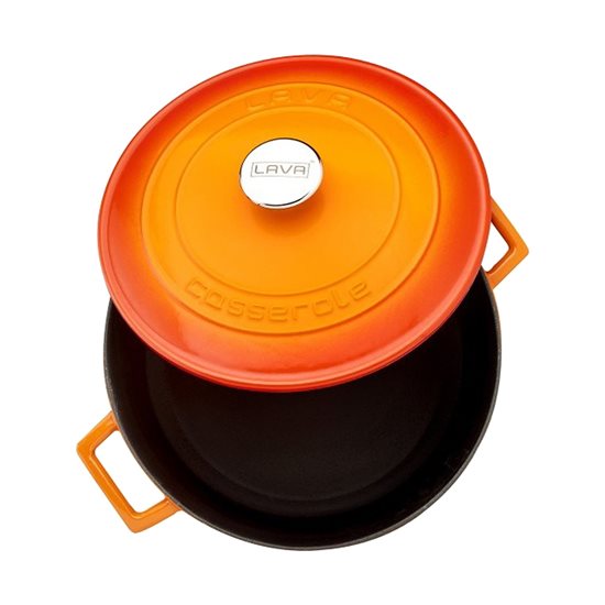Κατσαρόλα, χυτοσίδηρος, 28 cm, 6,7 l, σειρά "Folk", πορτοκαλί χρώμα - μάρκα ΛΑΒΑ
