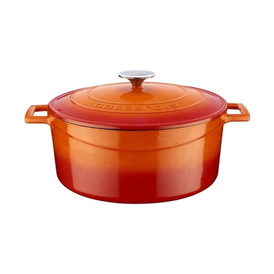 Saucepan, cast iron, 28 cm, 6.7 l, "Folk" range, orange color - LAVA brand