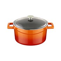 Saucepan, cast iron, 24 cm, "Glaze" range,  orange color - LAVA brand