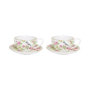Set of 2 porcelain coffee cups with saucers, 100 ml, "Spring Time" collection - Nuova R2S