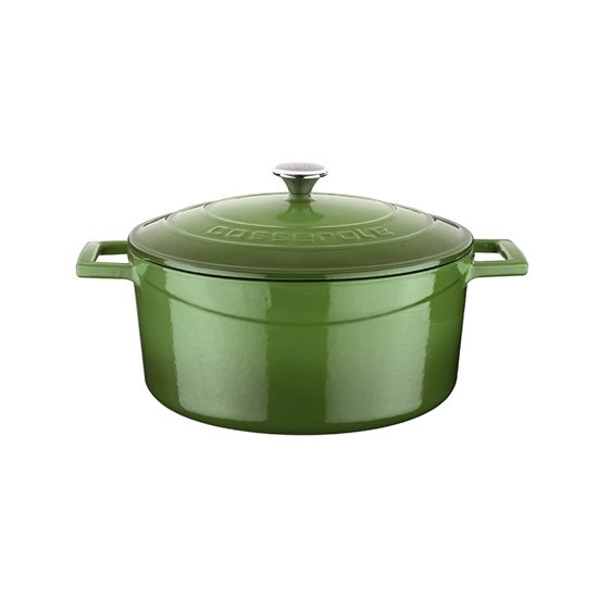 Saucepan, cast iron, 24 cm, "Folk" range, green - LAVA brand