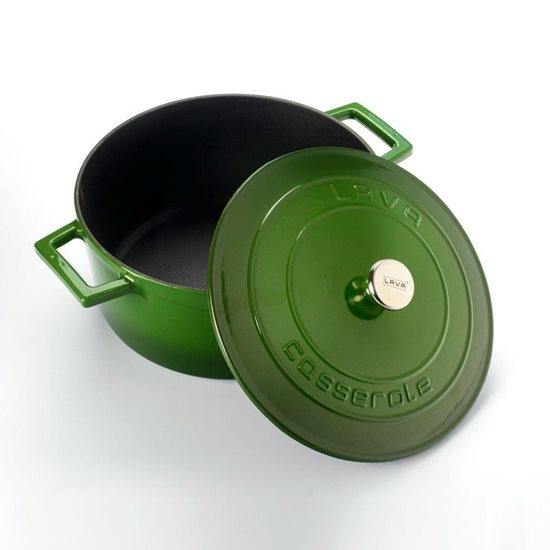 Saucepan, cast iron, 24 cm, "Folk" range, green - LAVA brand