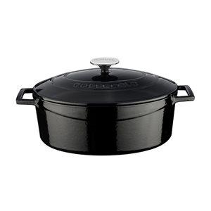 Oval saucepan, cast iron, 29 cm, "Folk" range, black - LAVA brand