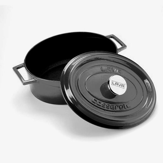 Oval kasserolle, støpejern, 31 cm, "Trendy" serie, sort - LAVA-merke