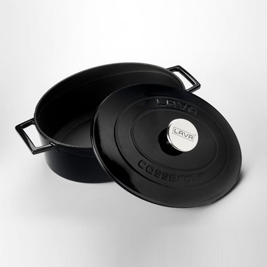 Oval kasserolle, støpejern, 27 cm, "Folk"-serie, sort - LAVA-merke
