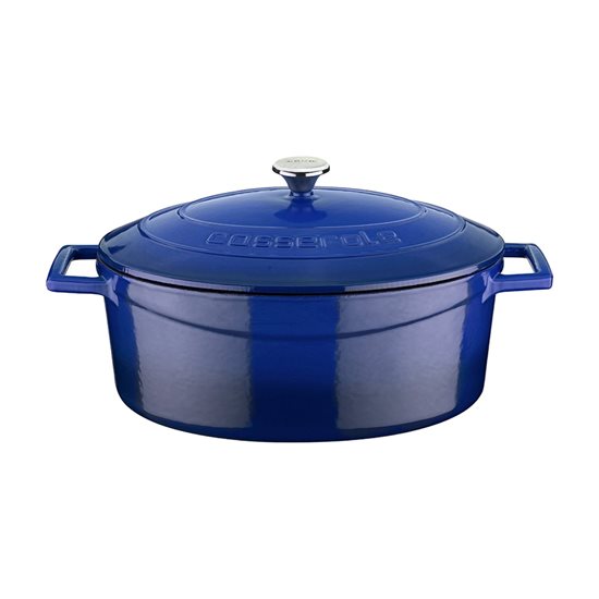 Ovale steelpan, gietijzer, 29cm/4,7L, "Folk", Blauw - LAVA