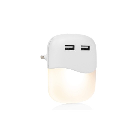 LED night light lamp with 2 USB ports, 0.3 W - Smartwares