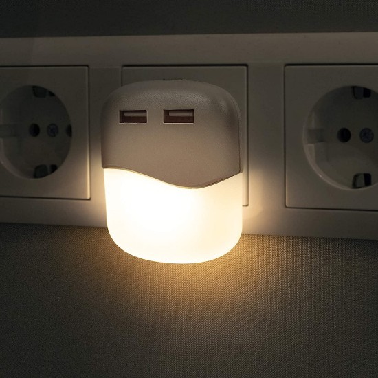 LED night light lamp with 2 USB ports, 0.3 W - Smartwares