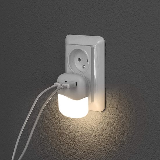 Lampada da notte a LED con 2 porte USB, 0,3 W - Smartwares
