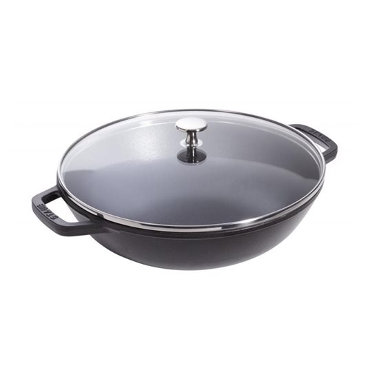 Wok pan, cast iron, 30cm, Black - Staub