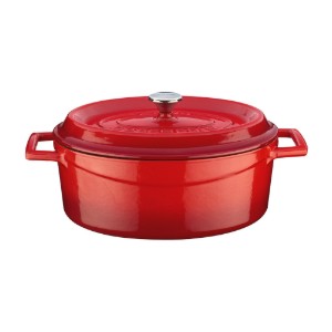 Gietijzeren ovale steelpan, 29 cm, "Premium", rood - LAVA