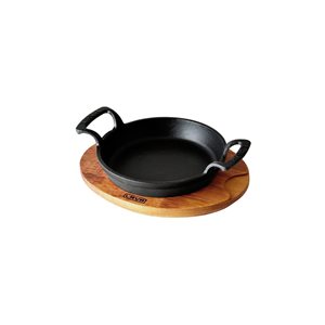 Round dish, 16 cm, with wooden stand, black - LAVA brand