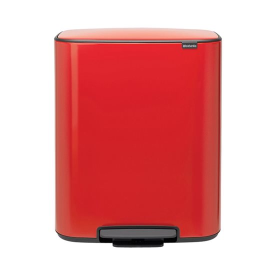 Bosca bruscair "Bo" le pedal, cruach dhosmálta, 60 L, <<Paisean Dearg>> - Brabantia