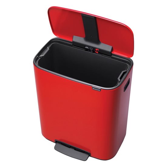 Cubo de basura "Bo" con pedal, acero inoxidable, 60 L, <<Rojo Pasión>> - Brabantia