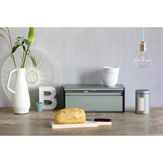 Кутия за хляб "Fall Front", неръждаема стомана, 46,5 x 25 см, <<Metallic Mint>> - Brabantia