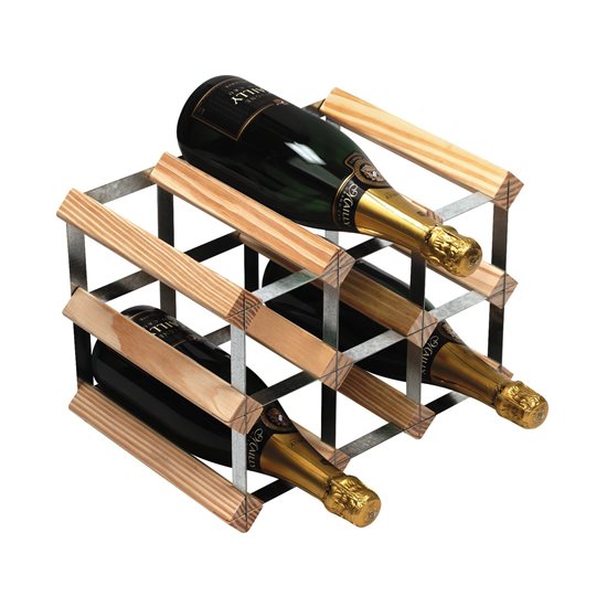 Portabottiglie per 9 bottiglie di vino, legno di pino, <<Light oak>> - RTA