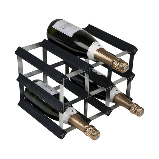Rack for 9 wine bottles, pine wood, Black Ash color - RTA