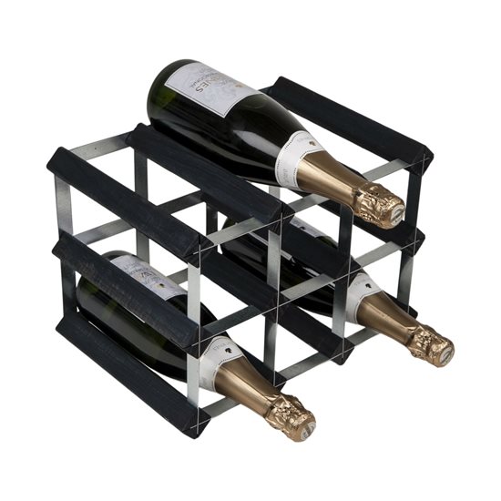 Поставка за 9 бутилки вино, борова дървесина, цвят черен пепел - RTA