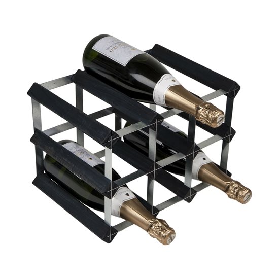 Ställ för 9 vinflaskor, furu, färg "Black Ash", monterad - RTA
