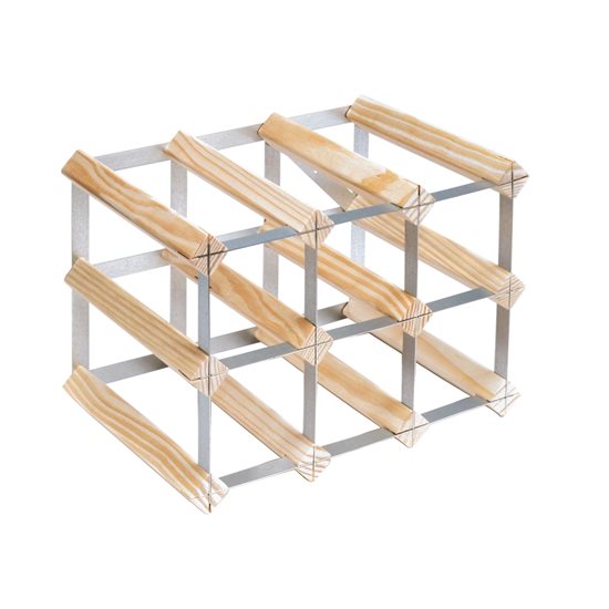 Rack para 9 garrafas de vinho, madeira de pinho, Natur, montado - RTA
