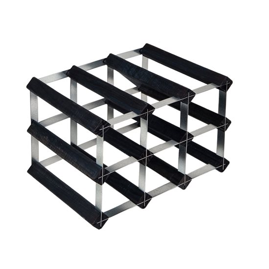 Rack for 9 wine bottles, pine wood, Black Ash color - RTA