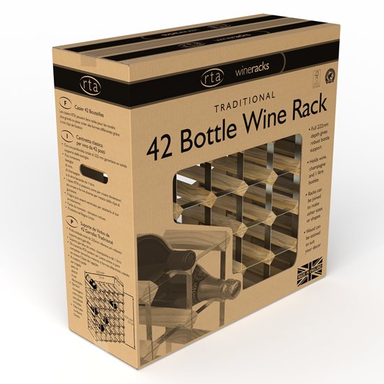 Regal für 42 Weinflaschen, Kiefernholz, <<Light Oak>> - RTA