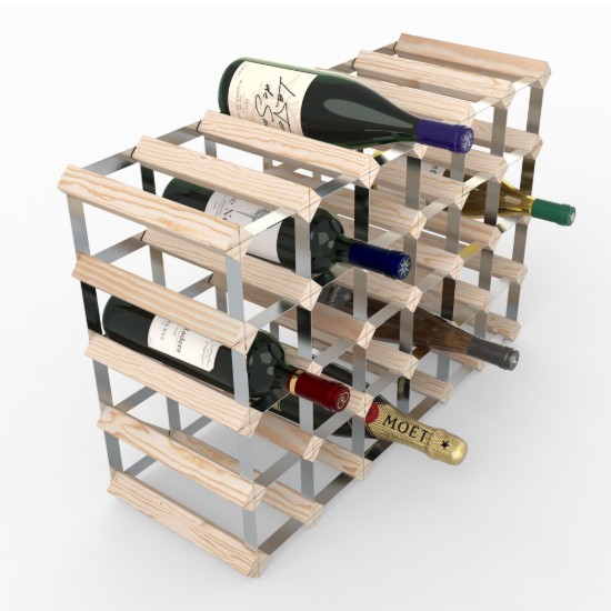 Scaffale per 30 bottiglie di vino, legno di pino, Natur - RTA