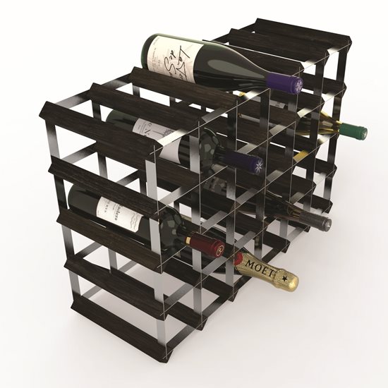 Stendas 30 vyno butelių, pušies medienos, "Black Ash" spalvos, surinktas - RTA
