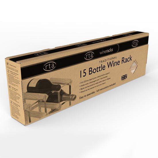 Rack for 15 wine bottles, pine wood, Natur - RTA