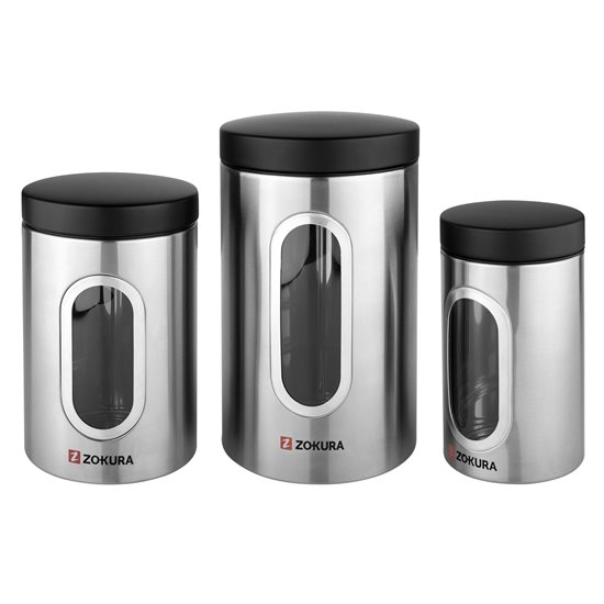 Set of 3 jars, stainless steel - Zokura